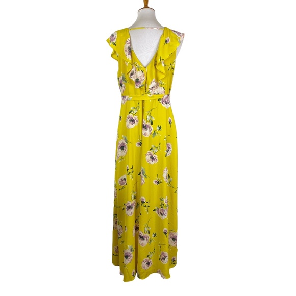 Leith Floral Wrap Dress Hi-Low Maxi Yellow Sz. M - Picture 2 of 8